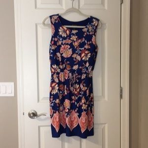 Sz 10 Enfocus Studio Dress Blue/Orange/white multi